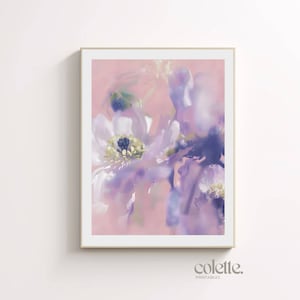 Colagem de arte de parede com detalhe de flor roxa para impressão, pôsteres florais abstratos, flor violeta, arte de sala de estar, imagem de flor rosa 088