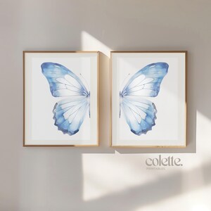 Blue Split Butterfly Wall Art Set of 2 Butterfly Wings Painting ...
