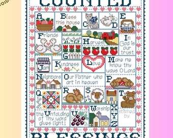 Faith-Inspired Counted Blessings Cross Stitch Pattern - Instant PDF Download for Needlework Enthusiasts