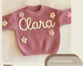 Baby Embroidered Boy and Girl Custom Sweater | Personalized Toddler Name Knit