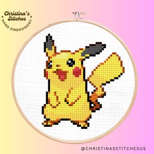 Pikachu Cross-Stitch Pattern | Digital PDF Download | Retro Gaming Stitch | Cute Mouse Embroidery
