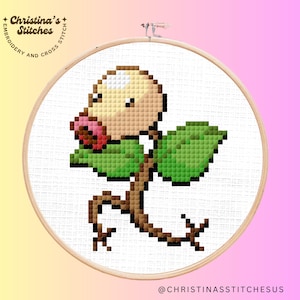 Bellsprout Cross Stitch Pattern | Cute Kawaii Plant Monster | Instant Download PDF | Easy Pokémon-Inspired Embroidery for Gamers & Geeks