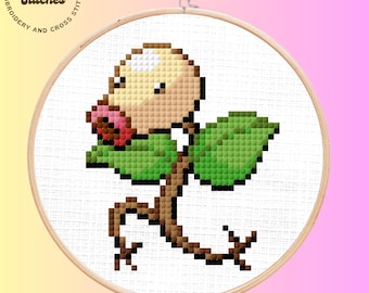 Bellsprout Cross Stitch Pattern: Kawaii Plant Monster (PDF Download)
