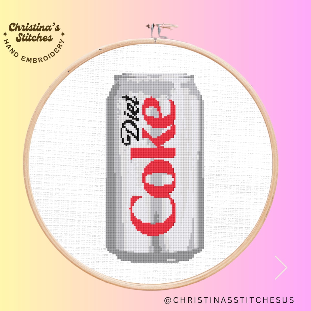 Diet Coke Can Cross Stitch Pattern - Instant PDF Download for Soda Lovers & Needlework Enthusiasts
