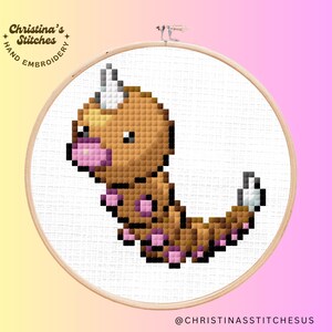 Weedle Cross Stitch Pattern – Cute Pixel Art Embroidery – Instant PDF Download