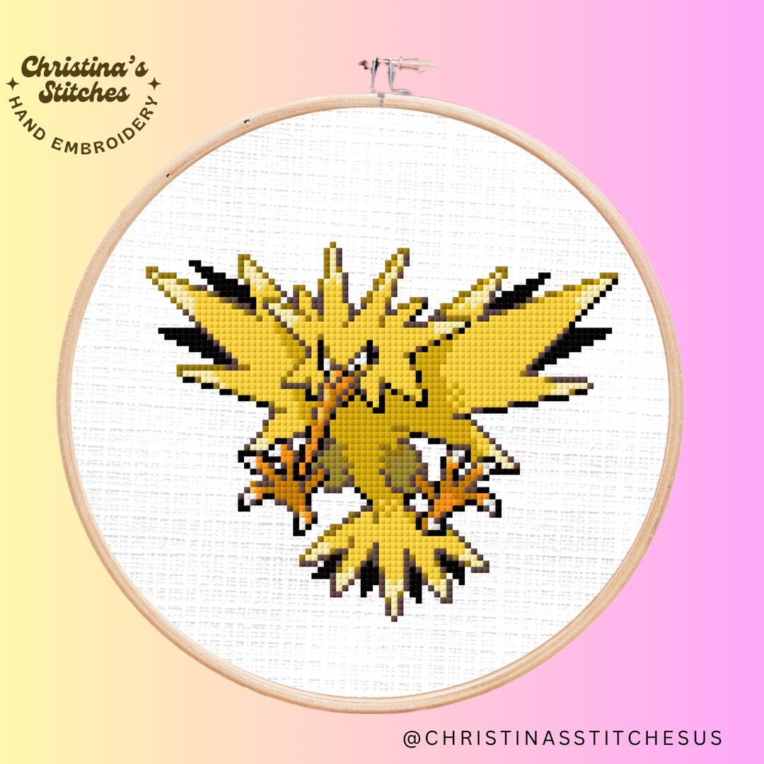 Zapdos Pokémon Cross Stitch Pattern | Legendary Electric Bird