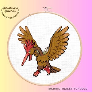 Fearow Cross-Stitch Pattern | Digital PDF Download | Retro Gaming Stitch | Cute Bird Embroidery