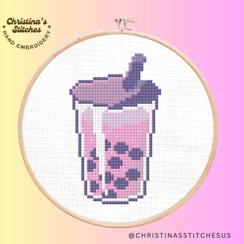 Adorable Boba Tea Cross Stitch Pattern - Instant PDF Download for ...
