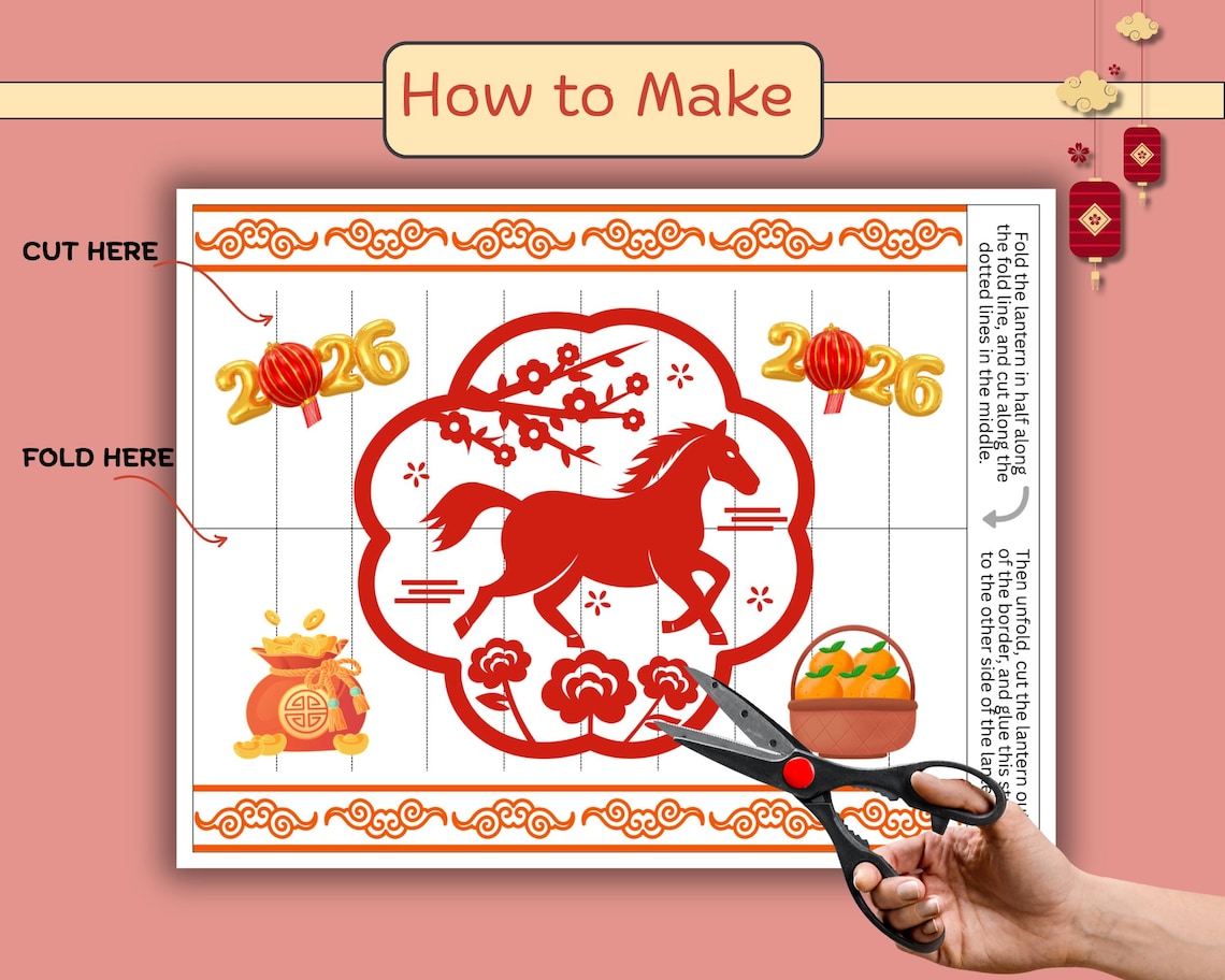 Lunar New Year Lantern Coloring Craft for Kids; Printable; Chinese New ...