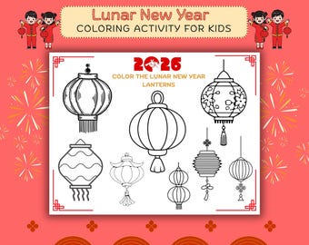 Lunar New Year Lantern Craft - Kids Coloring Activity For Home and Classroom Celebrations; Printable