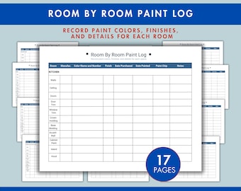 Room Paint Color Log, Home Renovation Tracker