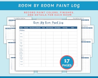Room by Room Paint Color Log, Home Improvement Tracker, Paint Color Log, Realtor Closing Gift, Room Paint Tracker, New Home Paint Log