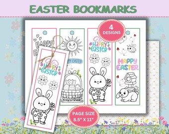 Easter Coloring Bookmarks;  Classroom color craft (Printable PDF File; Home School and Sunday School craft activity; Senior Center craft
