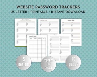 Website Password Tracker Bundle: Printable Keeper Sheets (PDF)