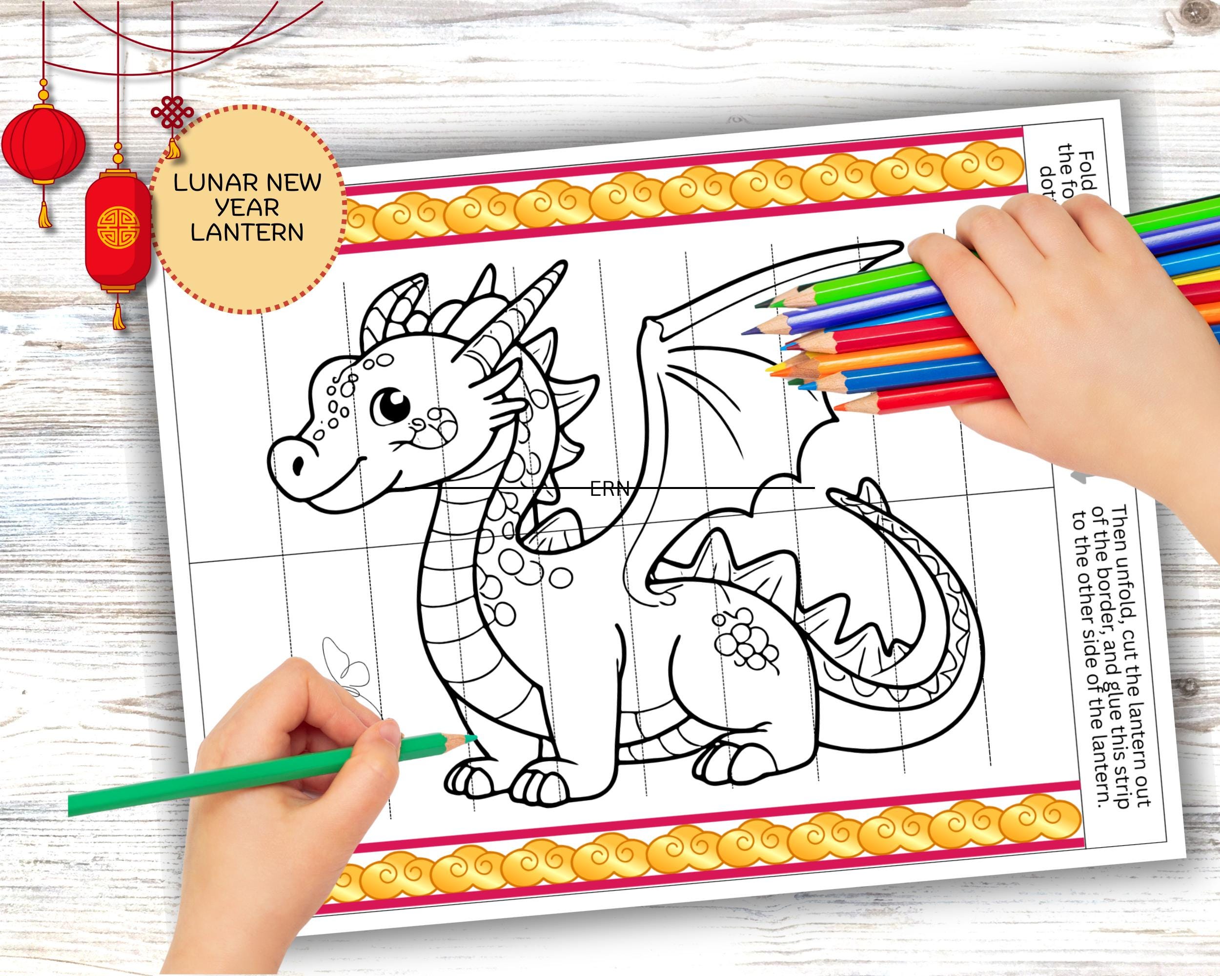 Lunar New Year Lantern Coloring Craft for Kids; Printable; Chinese New ...