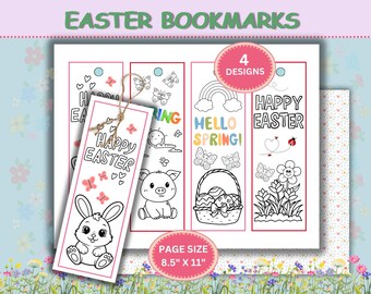 Easter Bookmarks for kids to color;  Spring Classroom craft; Print on both sides;  Home School and Sunday School craft activity