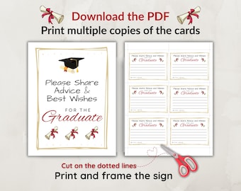 Graduation Advice & Wishes Cards: Printable Party Game (PDF)