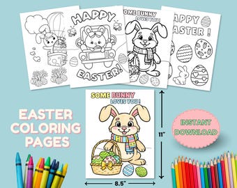 Easter coloring pages for kids; Printable Bunnies and Baby Chicks; classroom bulletin boards
