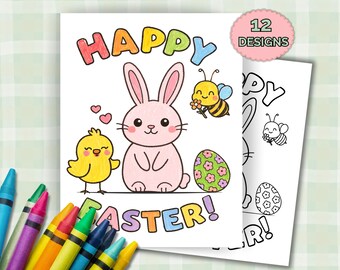 Easter Bunny and Baby Chicks coloring pages for kids;Printables