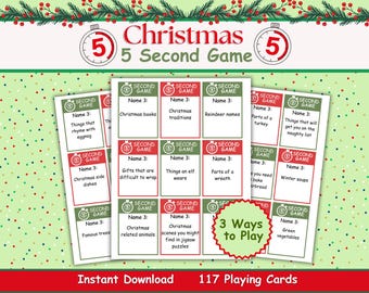 Christmas 5 Second Game: Printable Family Party Activity (PDF); Christmas Party,  Adults and Teens activity, Fun activity for Senior Centers
