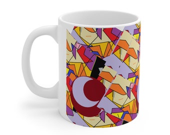 Taza de cerámica abstracta colorida 11oz