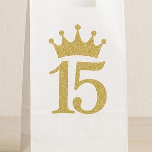 Stickers Quinceañera blancs et dorés : cadeaux de fête Mis Quince Años