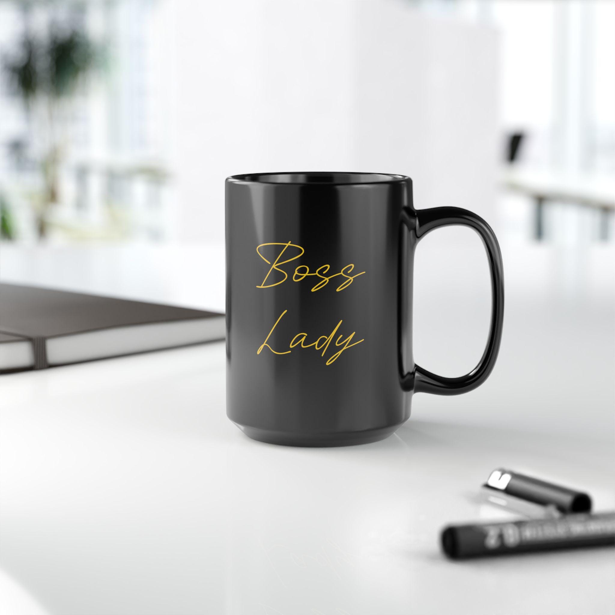 Boss Lady Mug: Black Ceramic Coffee Cup, 11oz - Etsy
