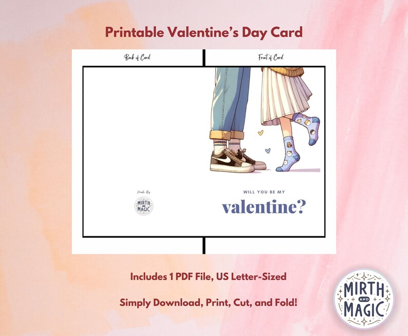 Storybook Romance Printable 5x7 Valentine's Day Card Instant Download ...