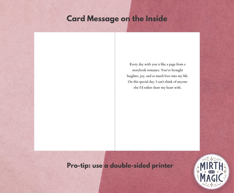 Storybook Romance Printable 5x7 Valentine's Day Card Instant Download ...