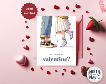 Storybook Romance - Printable 5x7 Valentine's Day Card - Instant Download Valentine's Day Greeting Card