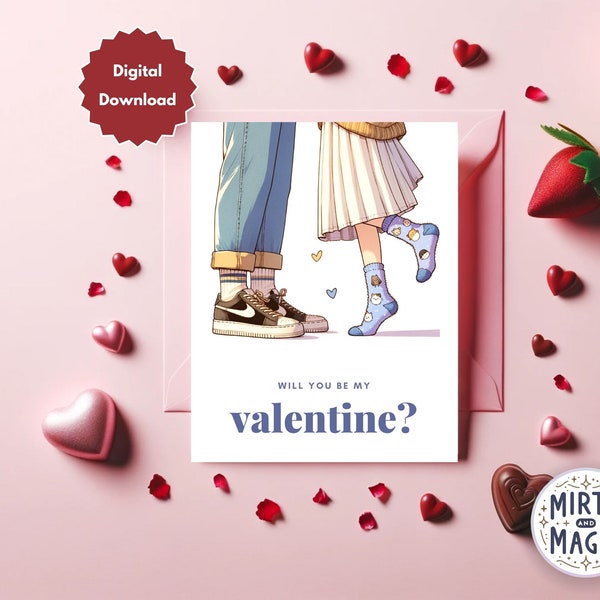 Storybook Romance - Printable 5x7 Valentine's Day Card - Instant Download Valentine's Day Greeting Card