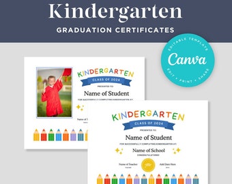 Kindergarten Graduation Certificate Template | Editable Graduation Diploma