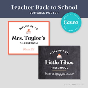 Welcome Back Sign/Back to School Sign/First Day of School/Classroom Decorations/Teacher Classroom Sign/Bulletin Board/Editable Sign & Poster