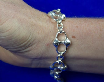 OK Soda Tab Bracelet / Sterling Silver Argentium Bracelet with Magnet Clasp