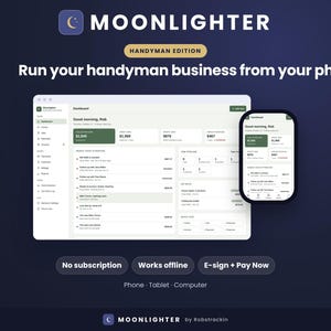 Moonlighter | Handyman Tool, Project & Expense Tracker, Invoice + Quote Tracking, E-Signature, No Subscription