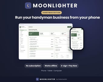 Moonlighter | Händig verktyg, projekt- och utgiftsspårning, faktura- och offertspårning, e-signatur, ingen prenumeration