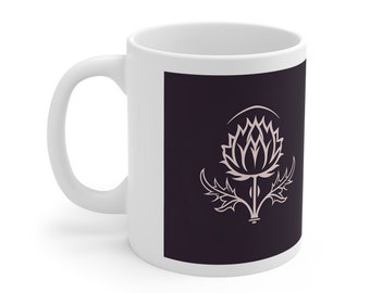 Regular 11oz (330ml) Ceramic Coffee Mug 'Scottish Thistle'