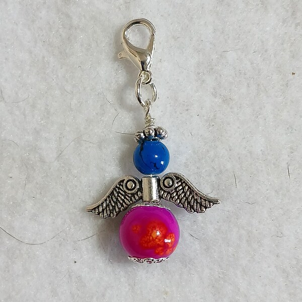 Handmade Tie-Dye Angel Charm - Boho Chic Jewelry, Trendy Tie-Dye Charm, Hippie Style Accessory, Unique Gift Idea