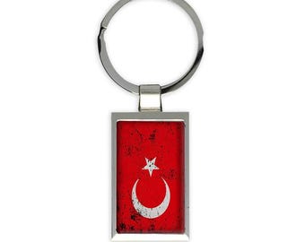 Turkey Gift Rectangular Keychain Flag Retro Artistic Turkish Expat Country