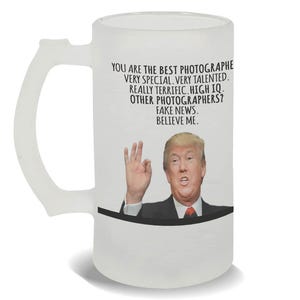 PHOTOGRAPHER Funny Trump Frosted Beer Mug Gift Best Birthday Christmas Humor Profession