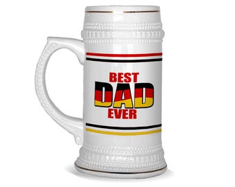 Best Dad Ever Ceramic Beer Stein Gift Germany Flag German Deutsch Father Fathers Day