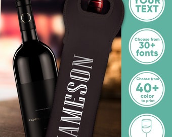 Personalized Insulated Neoprene Wine Bottle Tote, Travel Wine Cooler