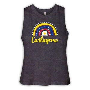 Cartagena Colombia Women Racerback Crop Tank Gift Rainbow
