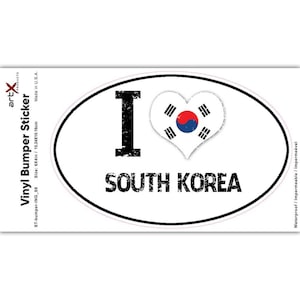 I Love South Korea Sticker Gift Heart Flag Country Crest Korean Expat