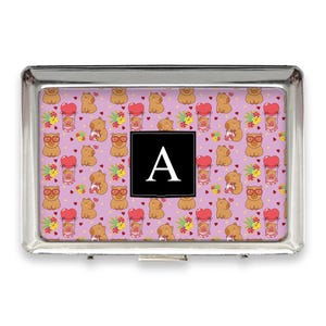 Capy Love Balloons Cigarette Case Gift Cute Capybaras With Hearts Flowers And Gifts On Lilac Background