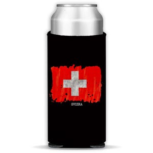 Switzerland Flag Skinny Can Insulator Gift Country Name Original Extra Special