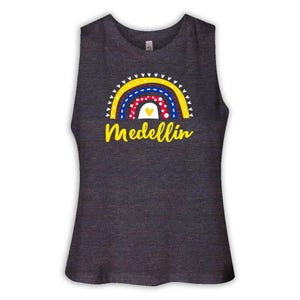 Medellin Colombia Women Racerback Crop Tank Gift Rainbow