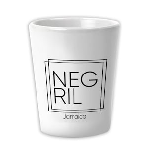 Copo de cerâmica Negril para shot, presente quadrado, lembrança, viagem, praia, Jamaica
