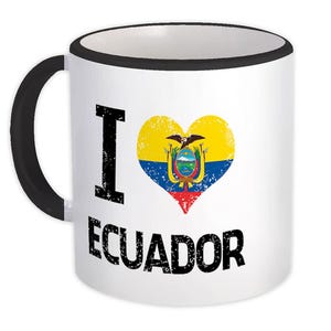 I Love Ecuador Mug Gift Heart Flag Country Crest Ecuadorian Expat