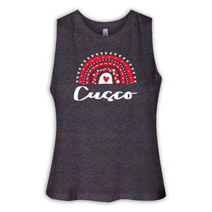 Cusco Peru Women Racerback Crop Tank Gift Rainbow